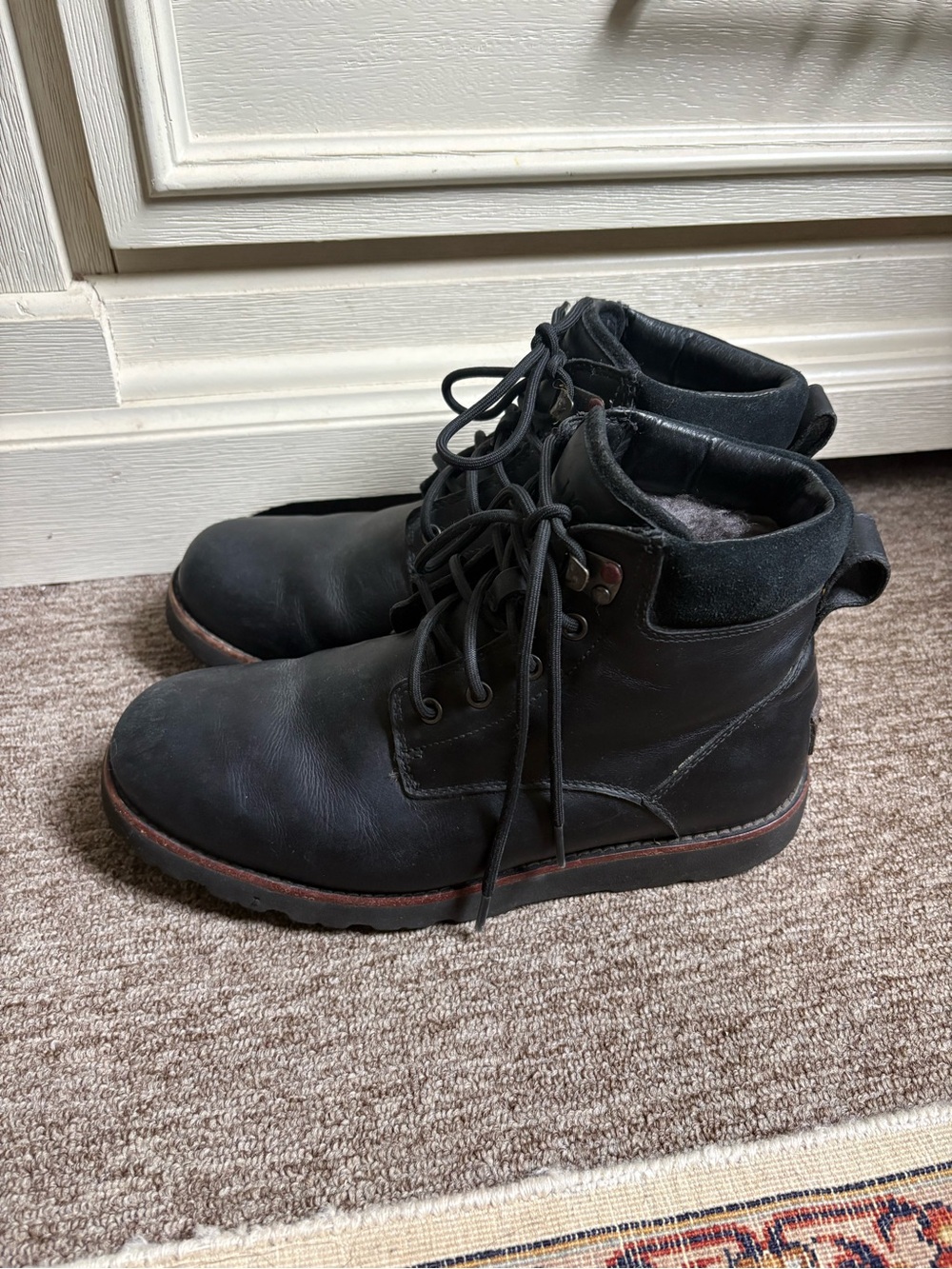 Mens UGG Seton TL 1008146 Casual Leather Winter Black Boots! Size 9